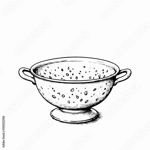 Vintage colander illustration with spotted design  