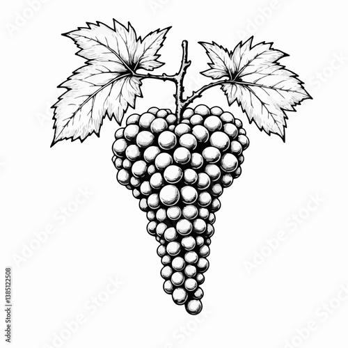 Vintage grapevine sketch with detailed leaves  