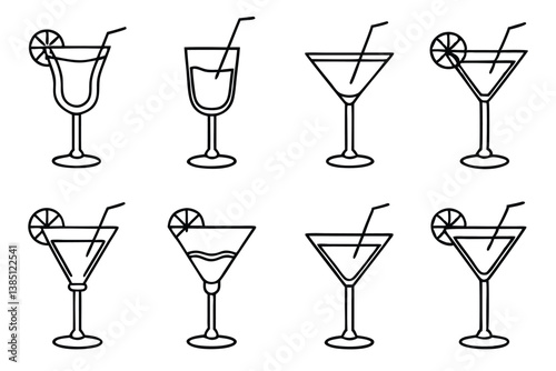 Cosmopolitan Line Art Illustration Creative Design for Modern Artwork