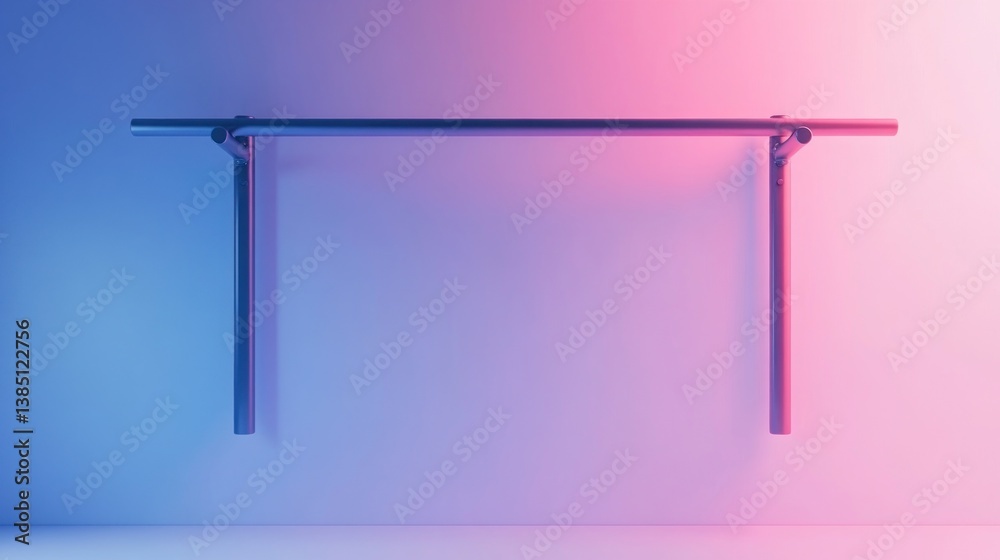 Empty Gymnastic Bar in Neon Studio Empty Gymnastic Bar in Neon Studio