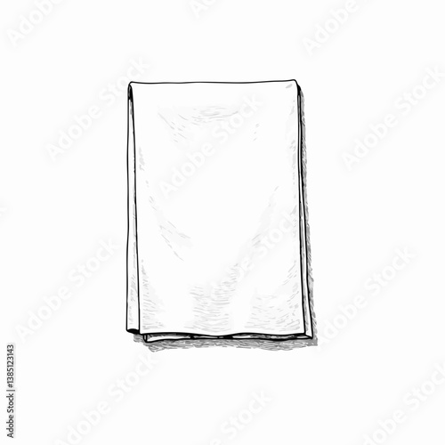 Vintage sketch of a folded table napkin on a plain background  