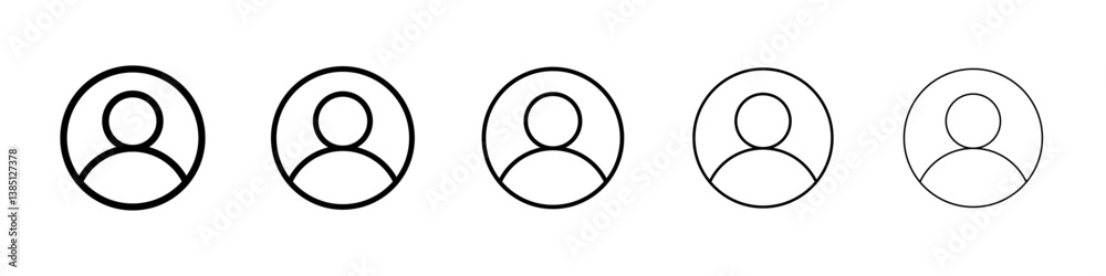 Account icons vector set in different stroke line style