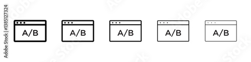 A B test icons vector set in different stroke line style