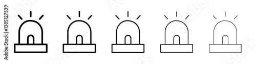 Ambulance siren icons vector set in different stroke line style