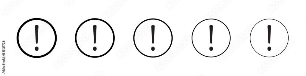 attention sign icons vector set in different stroke line style attention sign icons vector set in different stroke line style