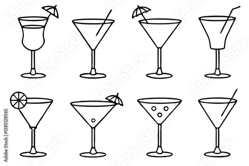 Cosmopolitan Line Art Illustration Detailed Sketch for Artistic Projects 