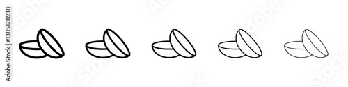 contact lenses icons vector set in different stroke line style