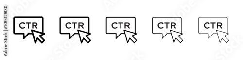 CTR icons vector set in different stroke line style