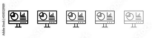 Dashboard icons vector set in different stroke line style