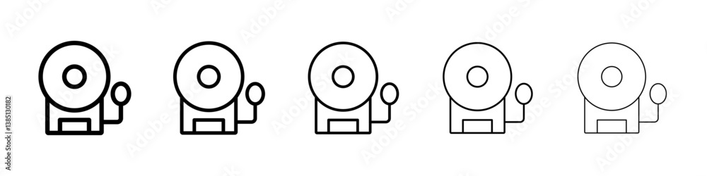 Fire alarm icons vector set in different stroke line style Fire alarm icons vector set in different stroke line style