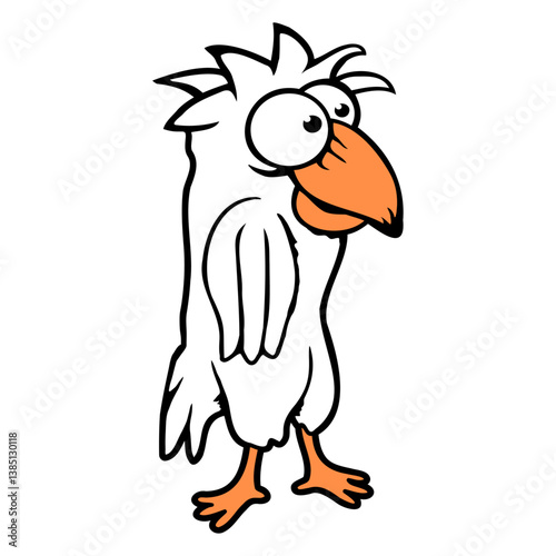 Parrot bird looks funny stupid scared confused fun Isolated Vector Graphic Design Illustration
