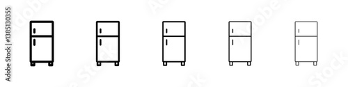 Fridge icons vector set in different stroke line style