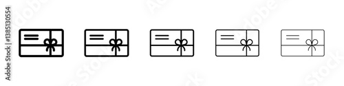 Gift card icons vector set in different stroke line style