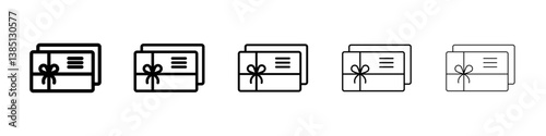 Gift voucher icons vector set in different stroke line style