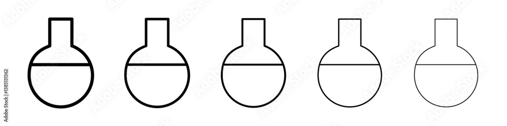 Lab flask icons vector set in different stroke line style Lab flask icons vector set in different stroke line style