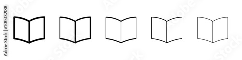 open book icons vector set in different stroke line style