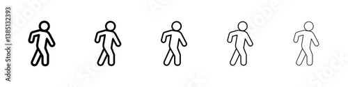 Pedestrian icons vector set in different stroke line style