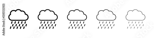 Rain icons vector set in different stroke line style