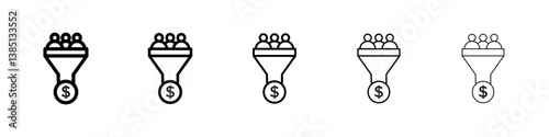 sales conversion icons vector set in different stroke line style
