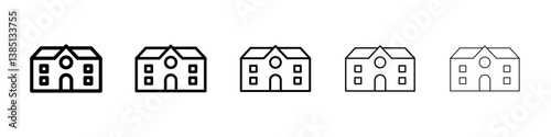 school icons vector set in different stroke line style