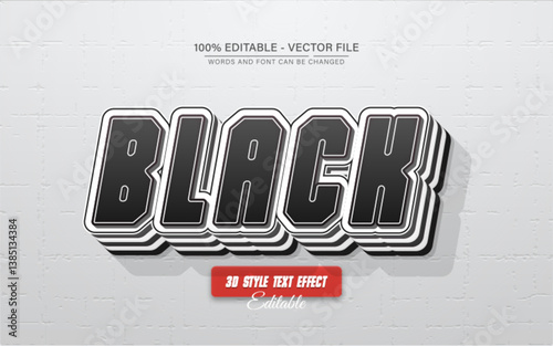 Black 3d text effect editable