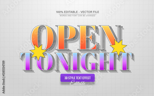 Open tonight Retro 90s text effect editable