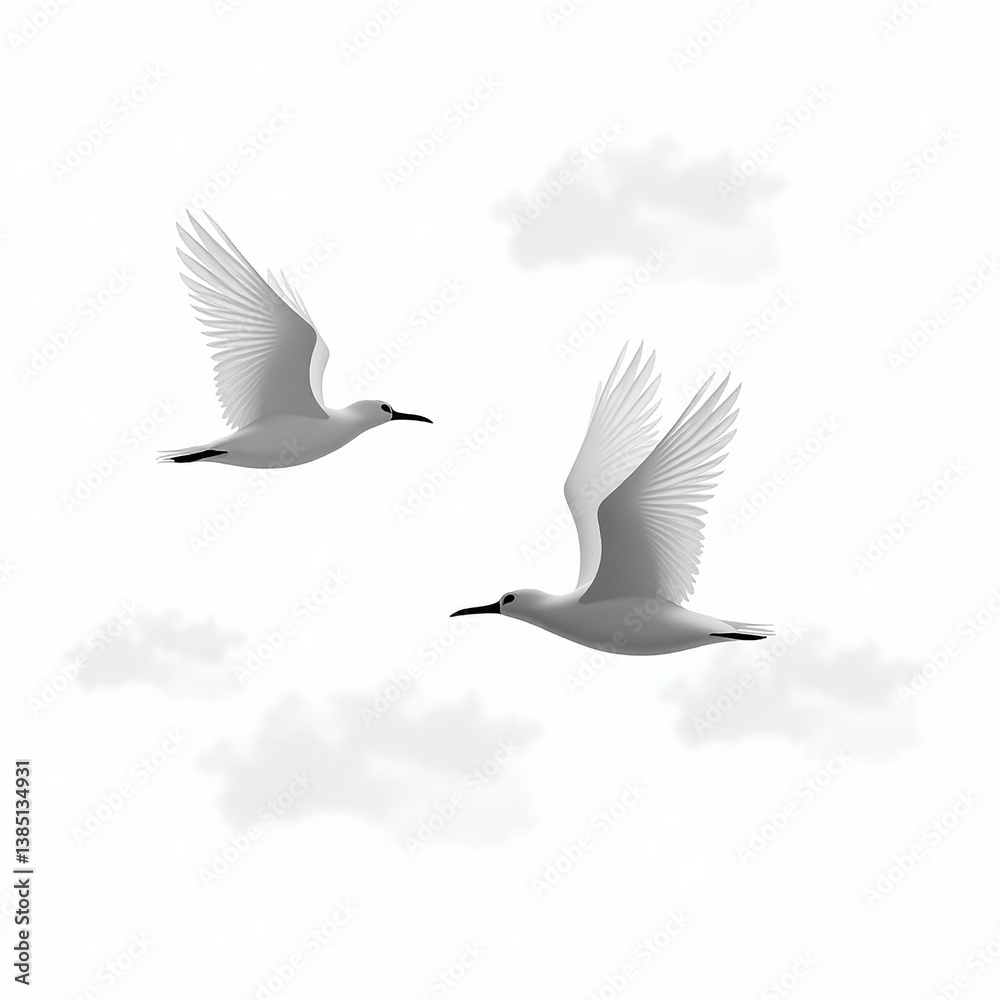 Obraz premium White gull in blue sky flight