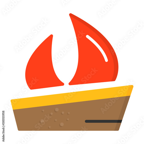 Sailboat Flat Style Icon Design