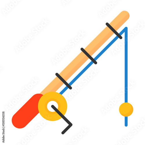 Fishing rod Flat Style Icon Design