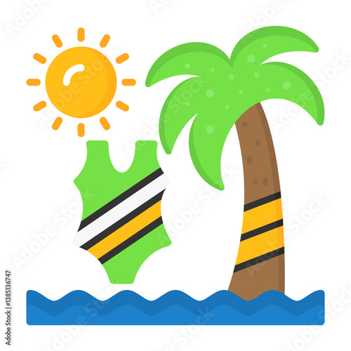 Beach fashion show Flat Style Icon Design