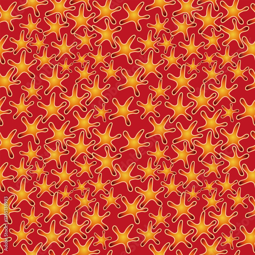 stylized starfish abstract pattern on red background seamless vector