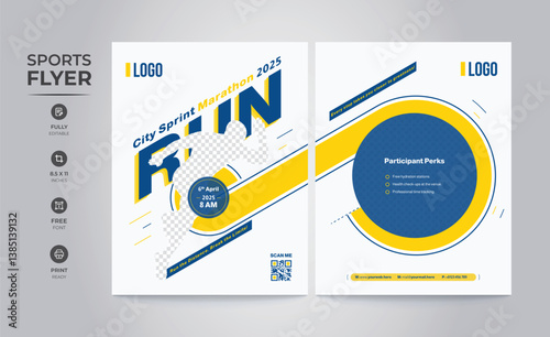Marathon Run Sports Double Side Flyer Design