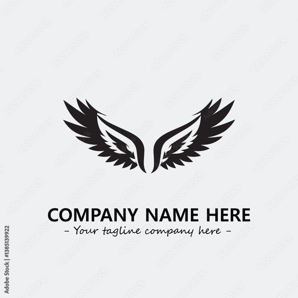 Fototapeta premium Wing illustration black and white for logo company vector image