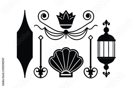 vector illustration of a set of stylized flowers
