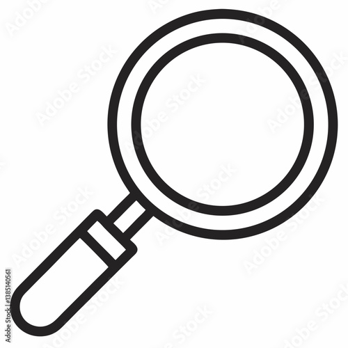 Magnifier outline icon on white background 