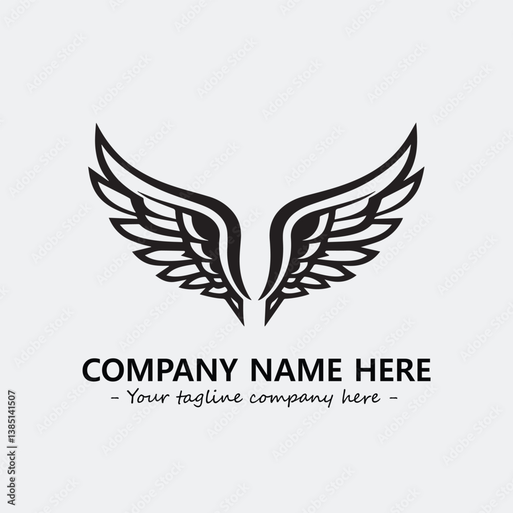 Fototapeta premium Wing illustration black and white for logo company vector image 