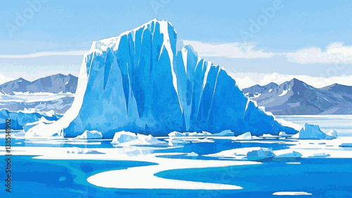 Cerulean depths glacier isolated watercolor vector illustration svg 