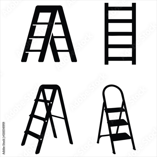 Set of Silhouettes of ladder