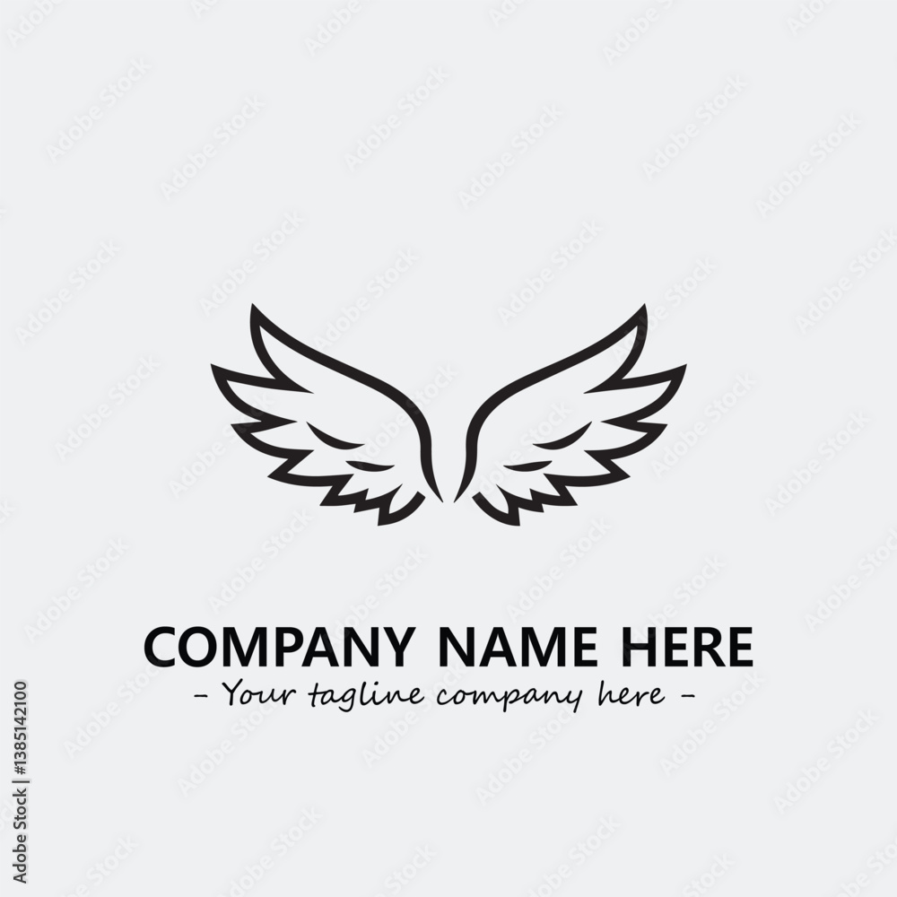 Obraz premium Wing illustration black and white for logo company vector image 