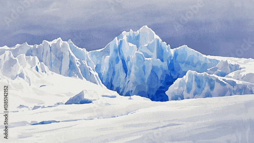 Arctic veil glacier isolated watercolor vector illustration svg 
