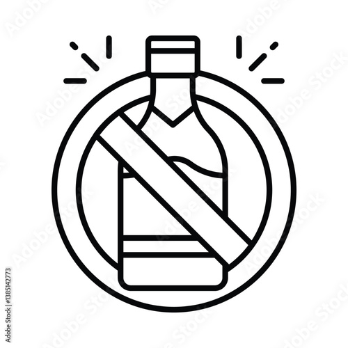 No alcohol vector outline icon. EPS 10 file