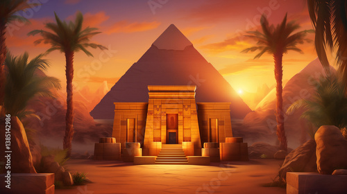 Egypt  landscape pyramids game art background