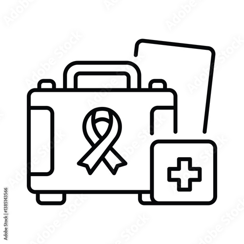 Cancer First Aid vector outline icon. EPS 10 file