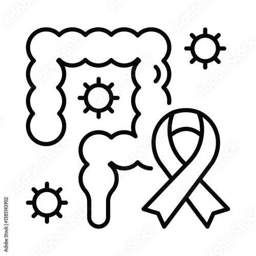 Colon cancer vector outline icon. EPS 10 file