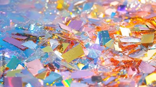 Holographic rainbow foil abstract art showcase modern studio digital artwork vibrant atmosphere close-up view
