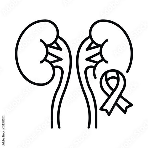 Kidney cancer vector outline icon. EPS 10 file