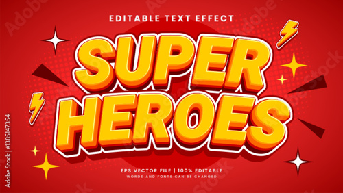 Super heroes 3d editable text effect cartoon style