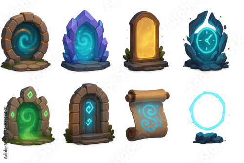 Enchanting 3d fantasy portals collection: mystical designs and magical entries
