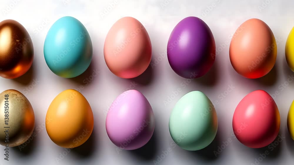 Assorted Speckled and Matte Easter Eggs – Creative Flat Lay with Vibrant Colors Assorted Speckled and Matte Easter Eggs – Creative Flat Lay with Vibrant Colors