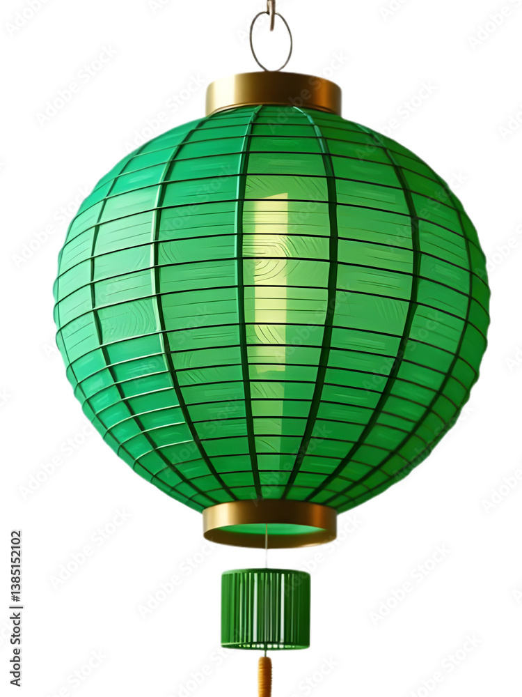 Obraz premium green paper lantern on transparent background